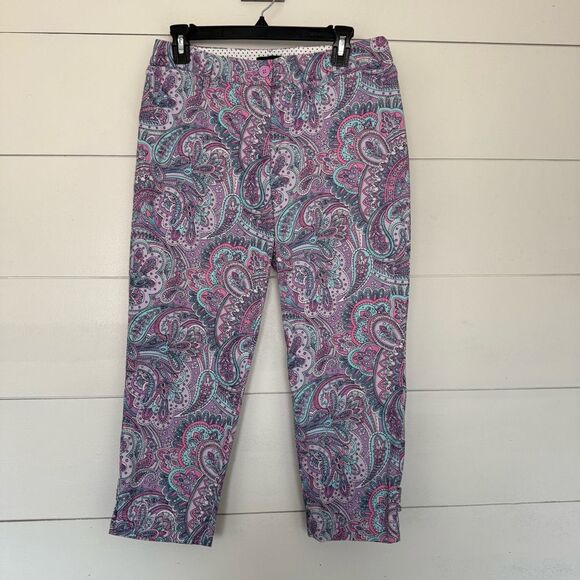 Talbots Women’s 6P Perfect Crop Pant Paisley Patterned Office Core Career - Picture 1 of 6
